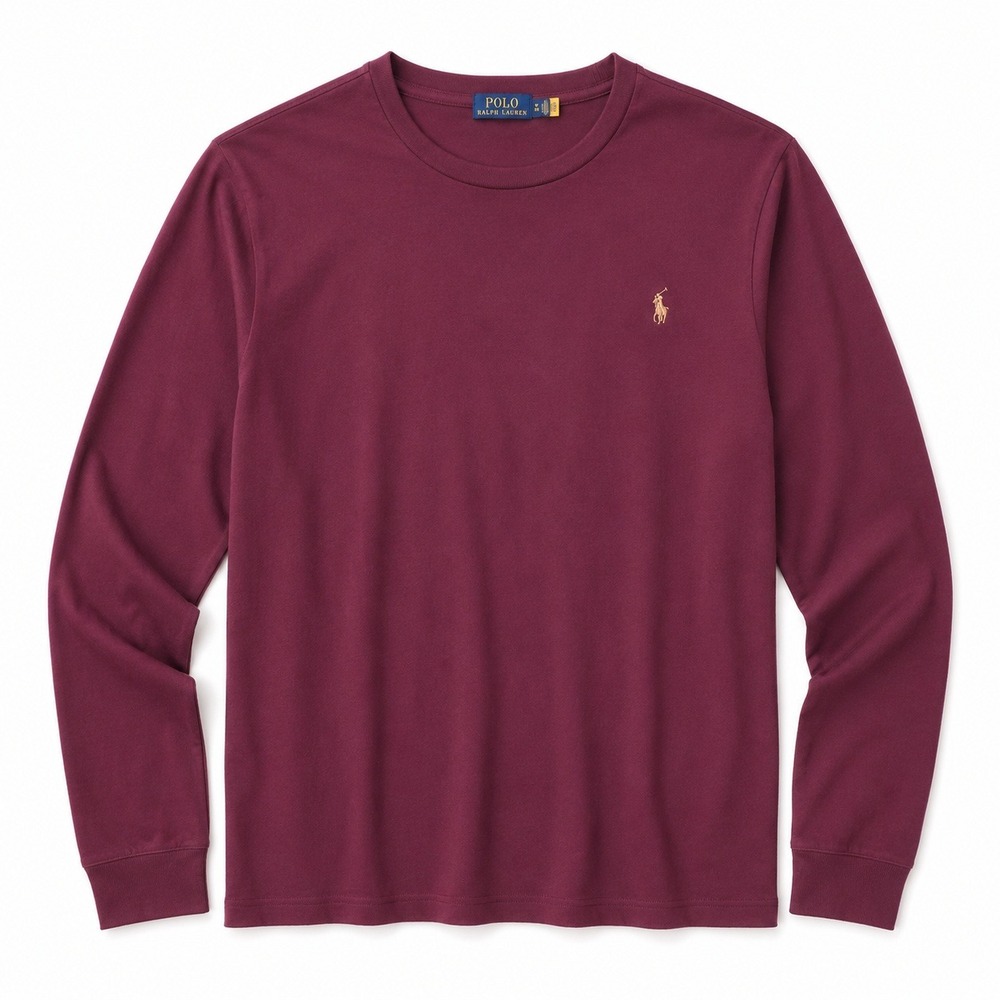 POLO RALPH LAUREN Long Sleeve T-Shirt Mens 2XB Burgundy Big & Tall Pony Logo